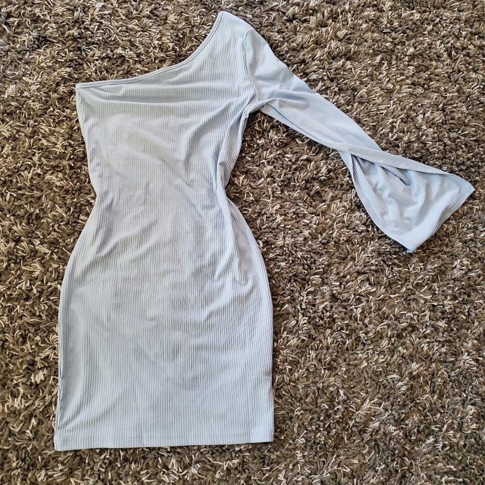 Baby Blue One Shoulder Bodycon Dress